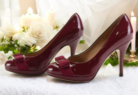 Salvatore Ferragamo Vara Bow Pumps in Burgundy Patent Leather