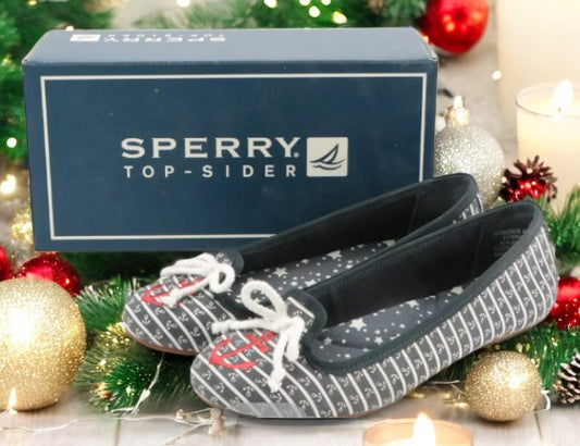 Sperry Celeste Blue Nautical Flats