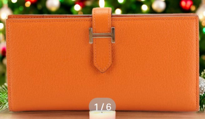 Hermès Feu Mysore Leather Bearn Gusset Wallet