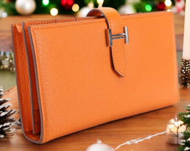 Hermès Feu Mysore Leather Bearn Gusset Wallet