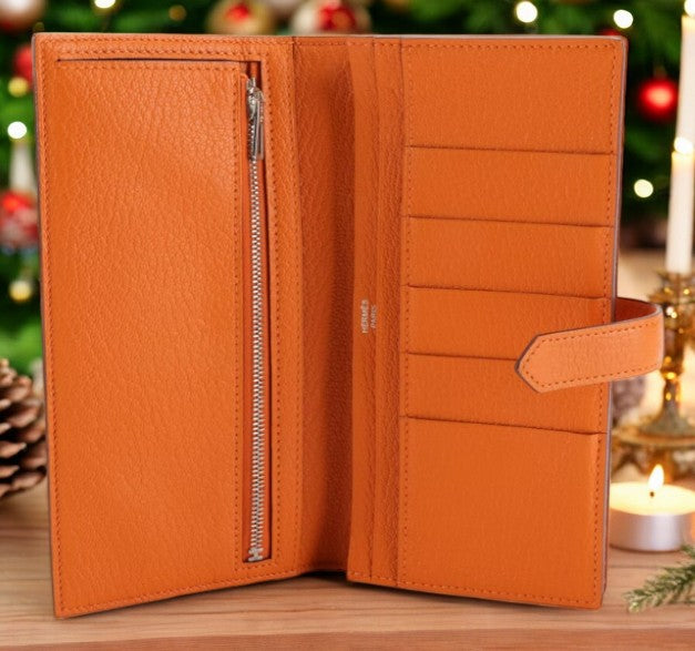 Hermès Feu Mysore Leather Bearn Gusset Wallet