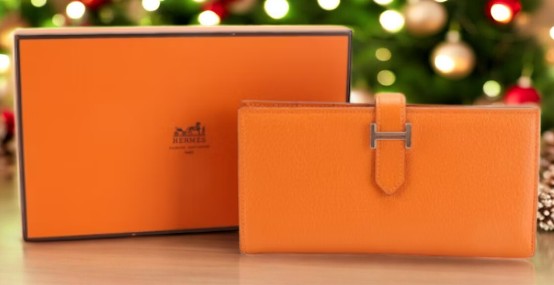 Hermès Feu Mysore Leather Bearn Gusset Wallet