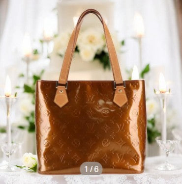 Louis Vuitton Bronze Monogram Vernis Leather Houston Bag