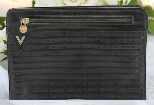 Mario Valentino Black Leather Clutch Bag