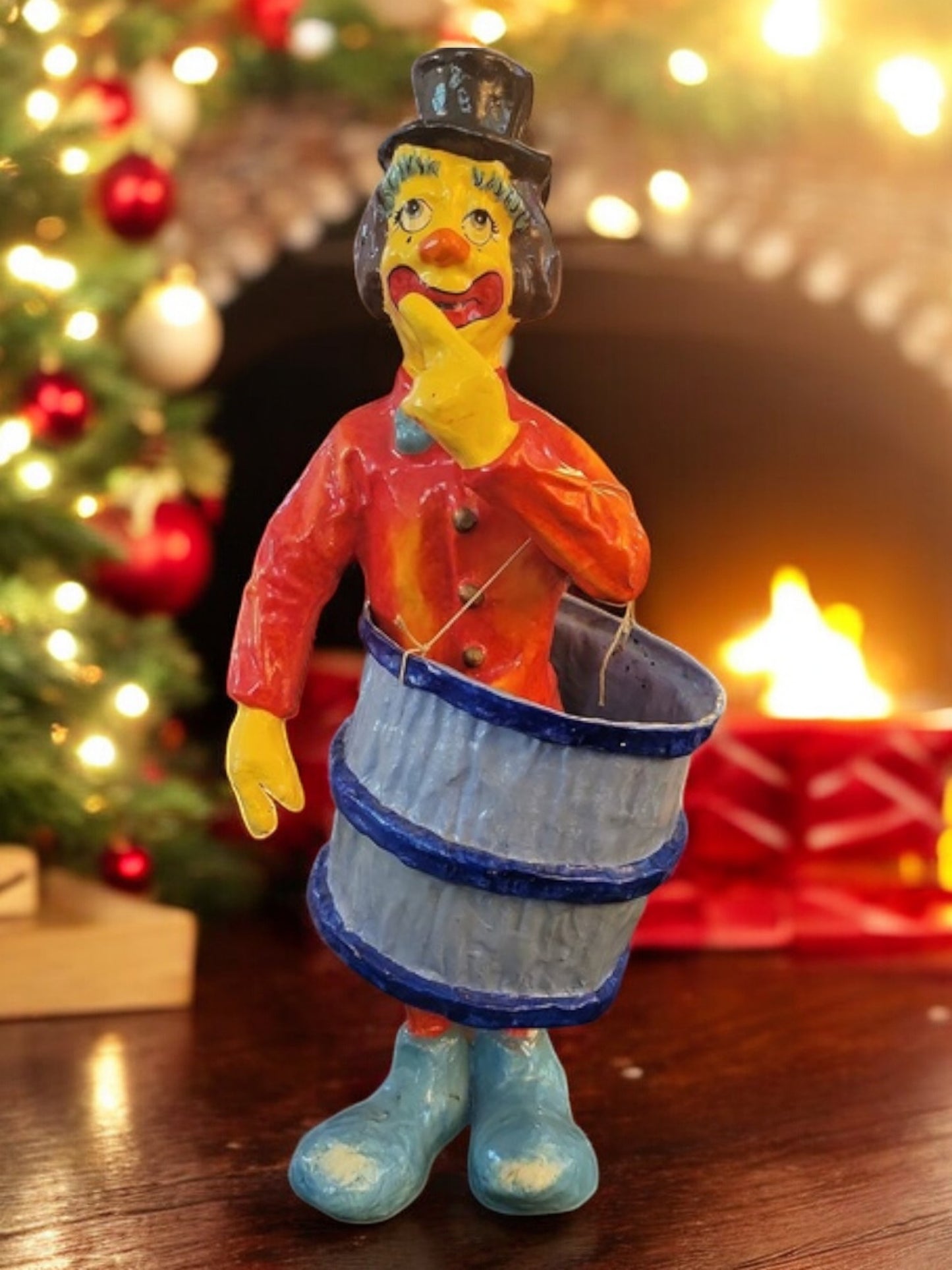 Vintage Mexico Paper Mache Clown with Barrel