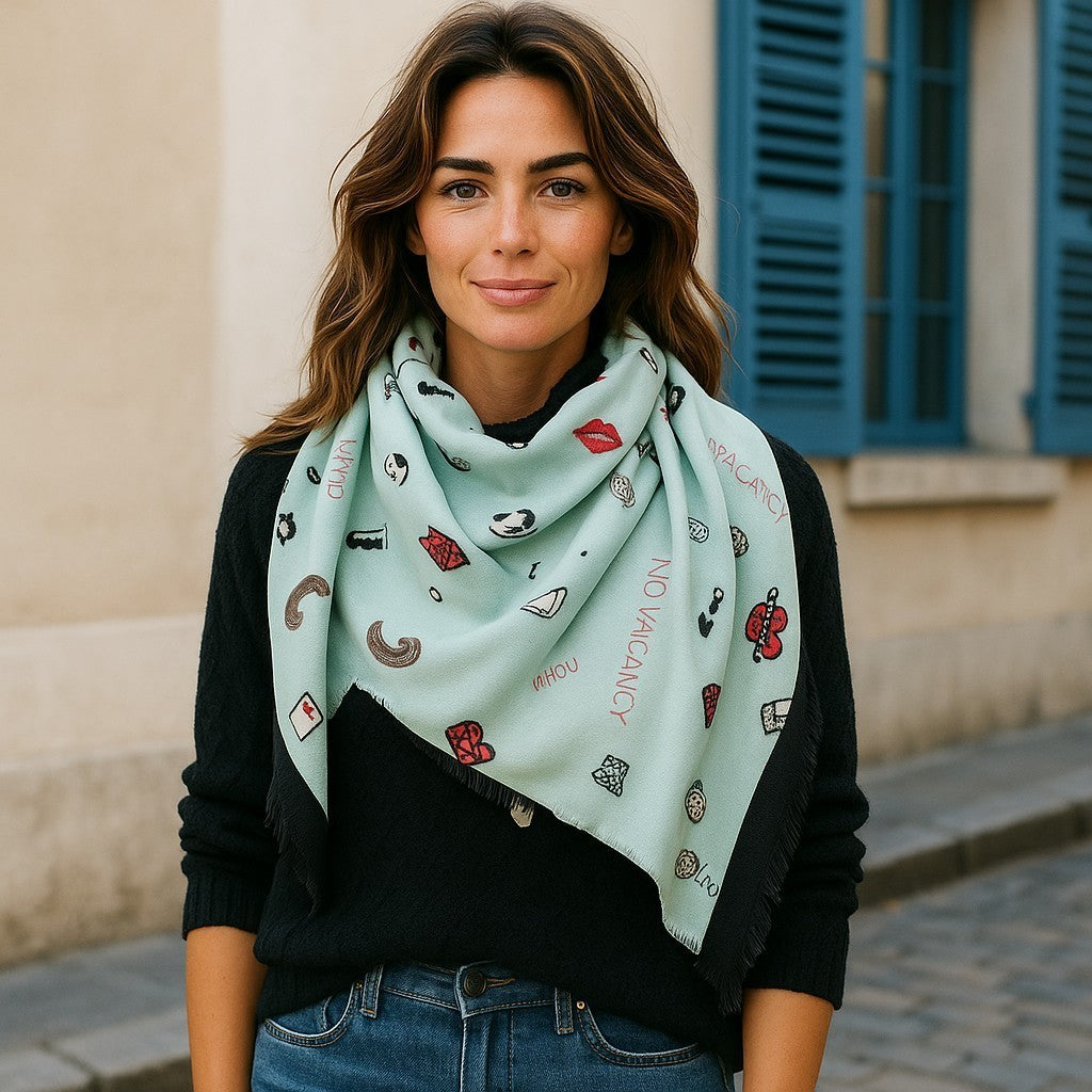Kate Spade "Las Vegas" and "Embellished Lipstick" Fringe Scarves