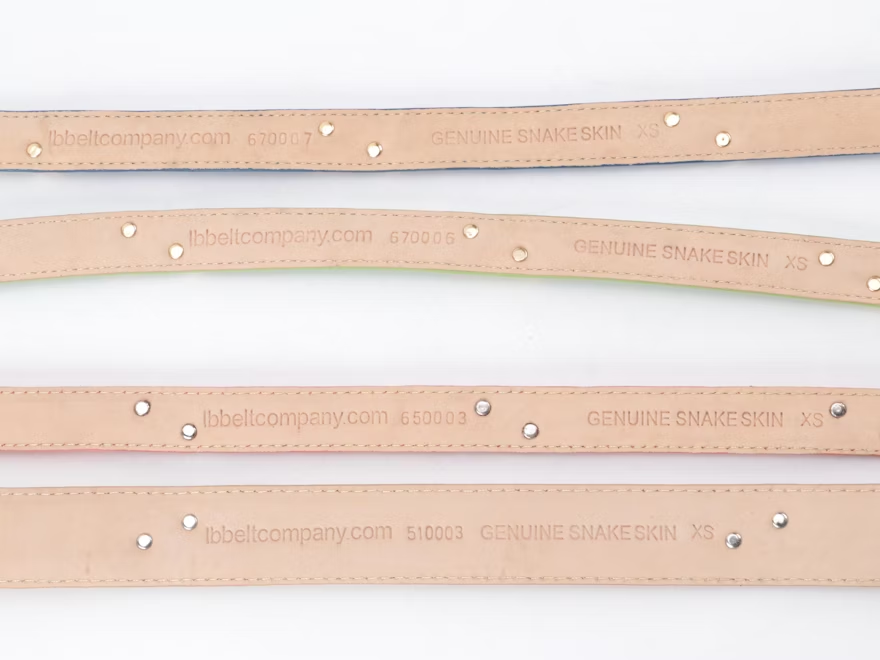 L. B. Belt Company Snakeskin Belt Quartet (XS)