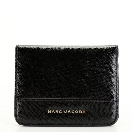 Marc Jacobs Black Textured Leather Compact Bifold Wallet