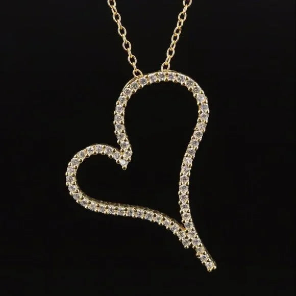 Sterling CZ Heart Pendant Necklace