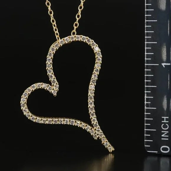 Sterling CZ Heart Pendant Necklace