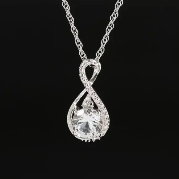 Sterling White Sapphire and CZ Pendant Necklace