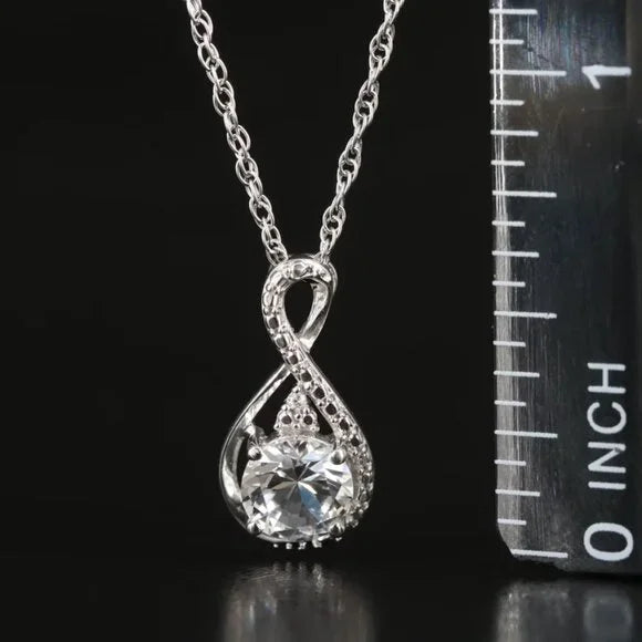 Sterling White Sapphire and CZ Pendant Necklace