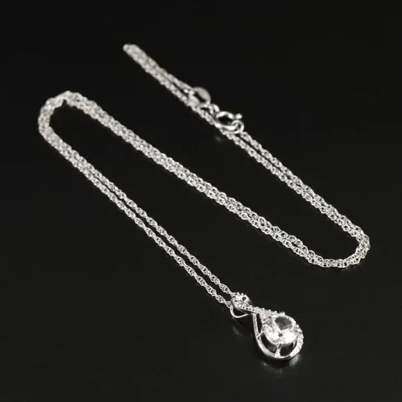 Sterling White Sapphire and CZ Pendant Necklace