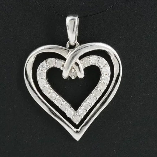 Sterling Diamond Heart Pendant