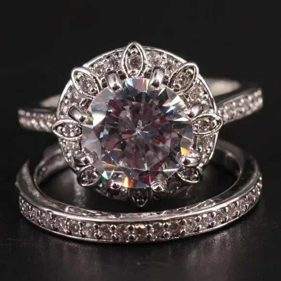 Beautiful Vintage CZ Ring Set-23614