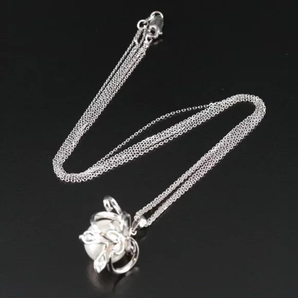 Vintage Beautiful - Sterling Pearl and CZ Pendant Necklace