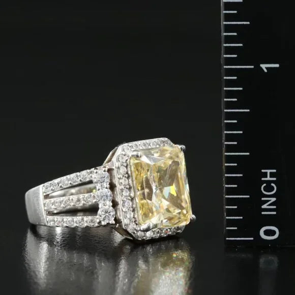 Beautiful Yellow Stone - Sterling CZ Ring