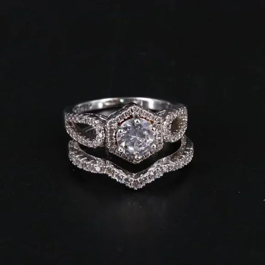 Beautiful - Cubic Zirconia Sterling Ring Set-30551