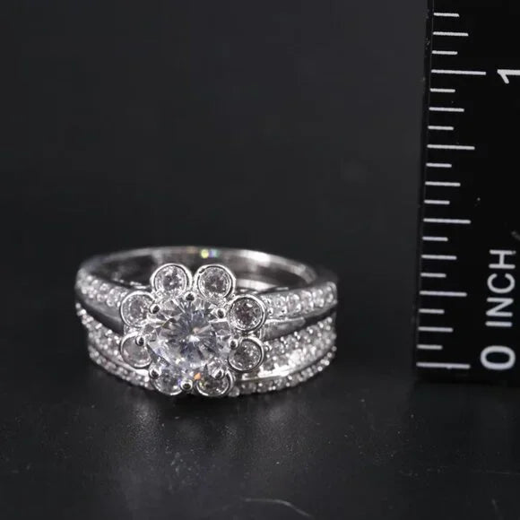 Beautiful Flower - CZ Ring/Enhancer Band - 75754