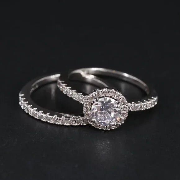 Beautiful White CZ Brass Ring and Band-15842