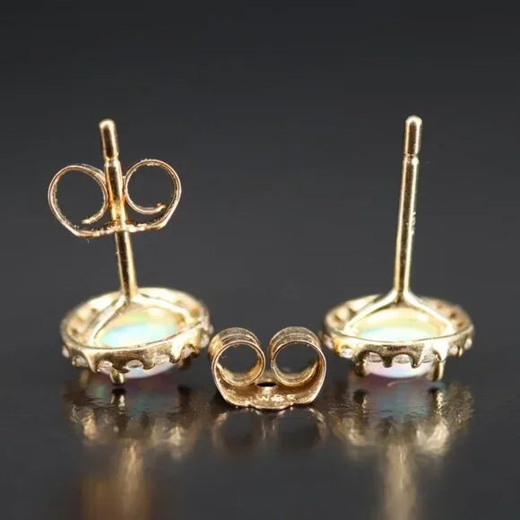 Vintage Beautiful - 10K Opal and Sapphire Earrings - 40642