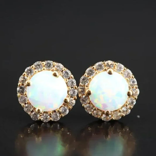 Vintage Beautiful - 10K Opal and Sapphire Earrings - 40642