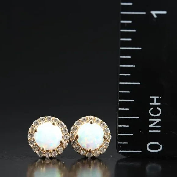 Vintage Beautiful - 10K Opal and Sapphire Earrings - 40642