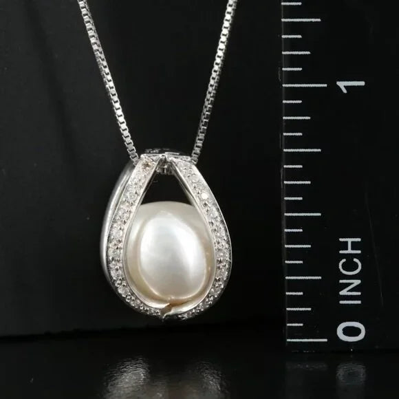 Beautiful - Sterling Pearl and CZ Necklace