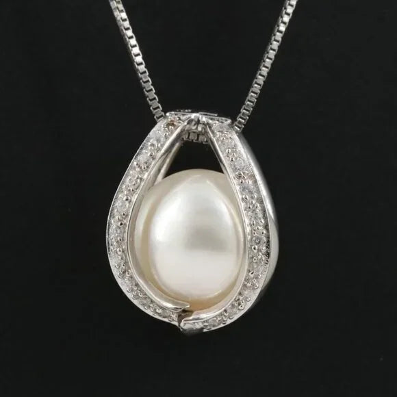 Beautiful - Sterling Pearl and CZ Necklace