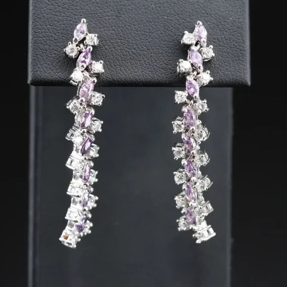 Beautiful Vintage - Sterling CZ Drop Earrings - 97164