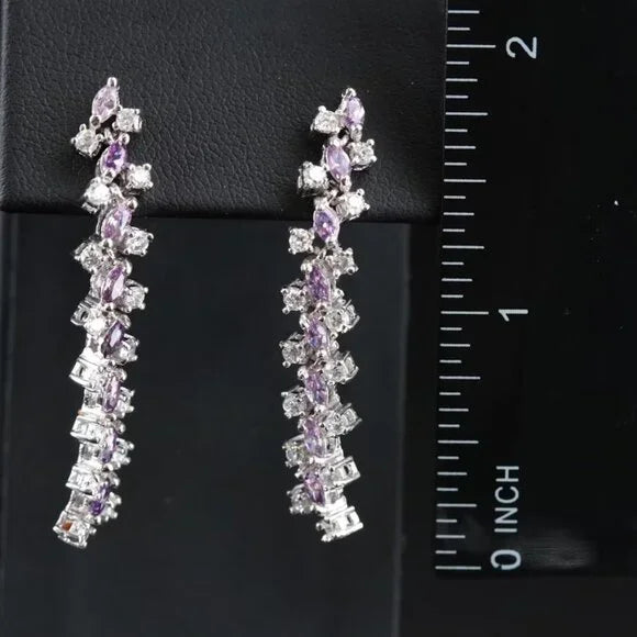 Beautiful Vintage - Sterling CZ Drop Earrings - 97164