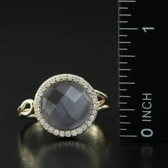 Vintage Beautiful - Sterling Cat's Eye and CZ Ring