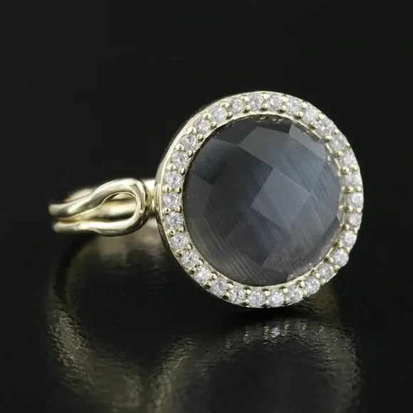 Vintage Beautiful - Sterling Cat's Eye and CZ Ring