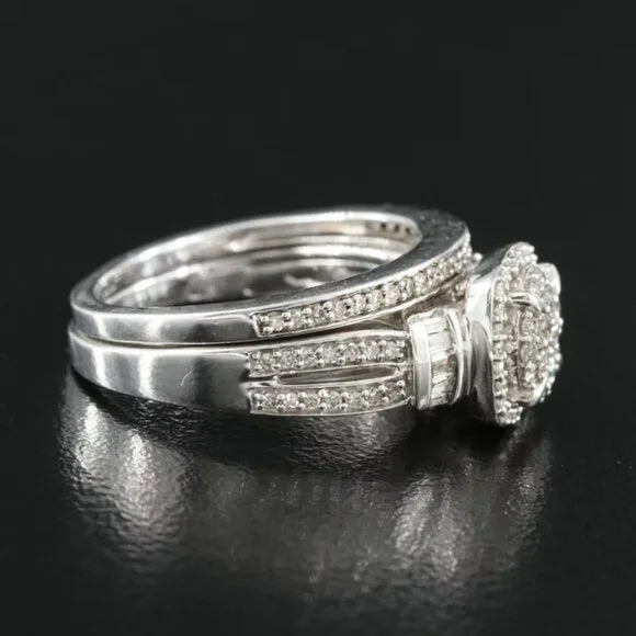 Vintage Beautiful - Sterling 0.51 CTW Diamond Ring Set - 49070