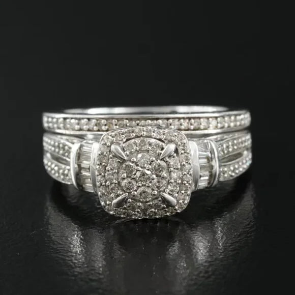 Vintage Beautiful - Sterling 0.51 CTW Diamond Ring Set - 49070