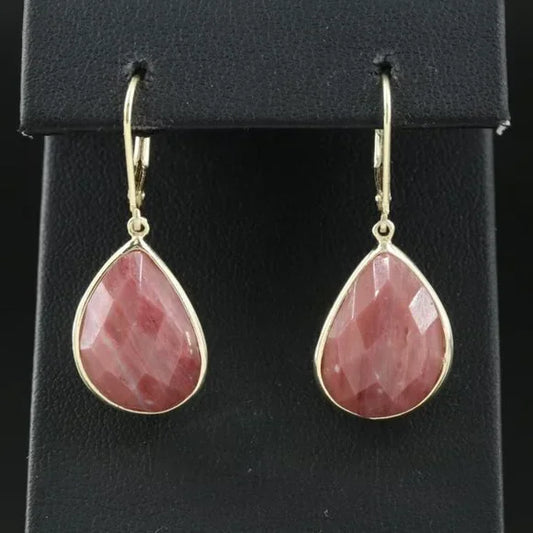 Beautiful Vintage Sterling Rhodonite Drop Earrings - 74714