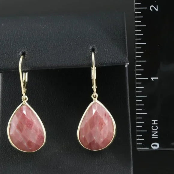 Beautiful Vintage Sterling Rhodonite Drop Earrings - 74714