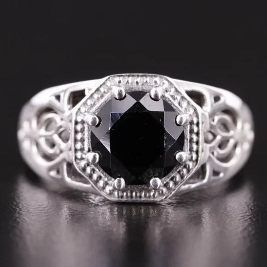 Vintage Sterling Cubic Zirconia Lattice and Scrollwork Ring