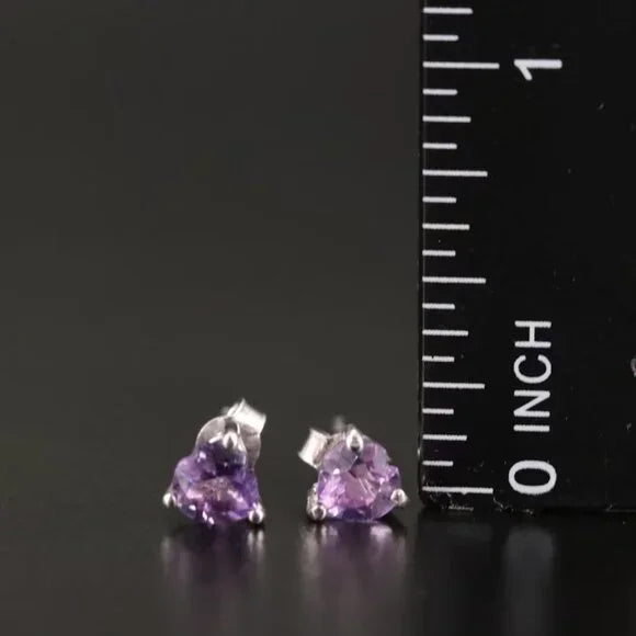 Sterling Purple CZ Solitaire Stud Earrings- 87317