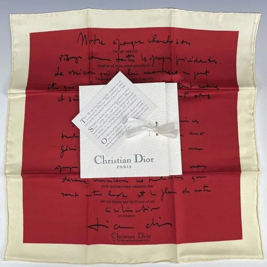 Christian Dior Silk Scarf 16” By 16” Metropolitan Museum Of Art New York Vintage