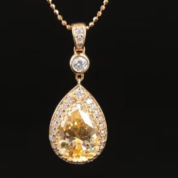 Sterling Yellow CZ Pendant Necklace