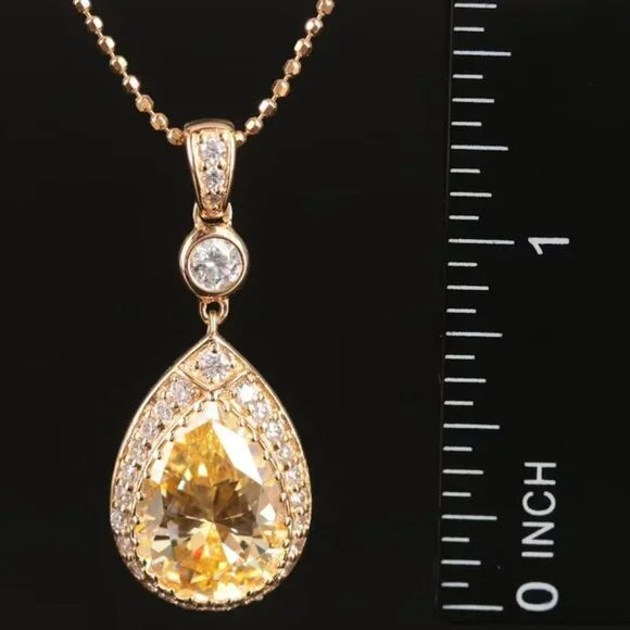 Sterling Yellow CZ Pendant Necklace