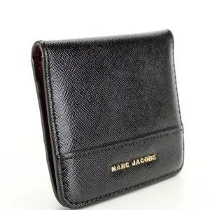 Marc Jacobs Black Textured Leather Compact Bifold Wallet