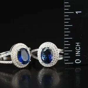 Sterling Blue Glass /CZ Rings - Sold Sep.74587