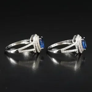 Sterling Blue Glass /CZ Rings - Sold Sep.74587