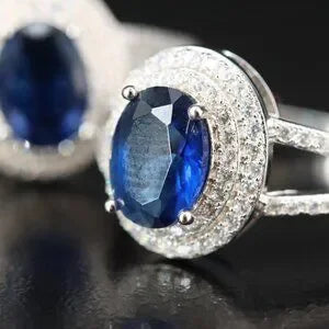 Sterling Blue Glass /CZ Rings - Sold Sep.74587