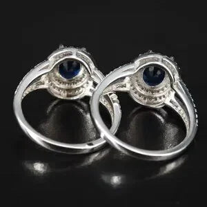 Sterling Blue Glass /CZ Rings - Sold Sep.74587