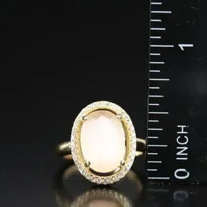 Vintage Beautiful - Sterling Cat's Eye and CZ Ring-75169