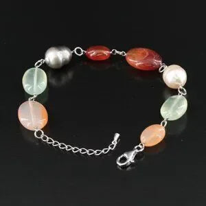 Beautiful - Sterling Pearl, Agate, and Chalcedony Bracelet