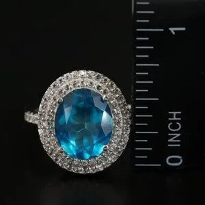 Vintage Beautiful Sterling Topaz Double Halo Ring-I91080/I97979